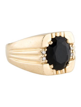 Ring 14K Onyx & Diamond Signet Rings