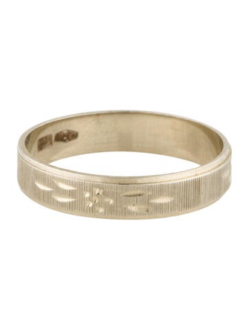 Ring Wedding Band 18K Engraved 7.75