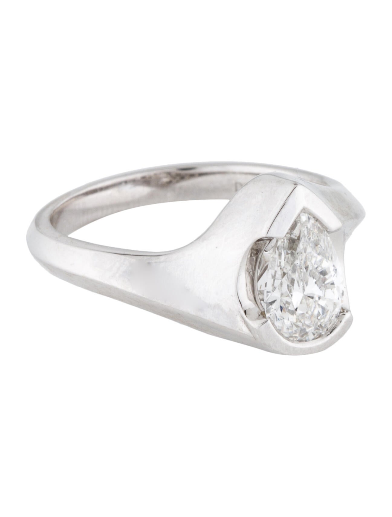 Ring 14K 1.02ct Lab-Grown Diamond Signet - Rhodium-Plated 14K White ...