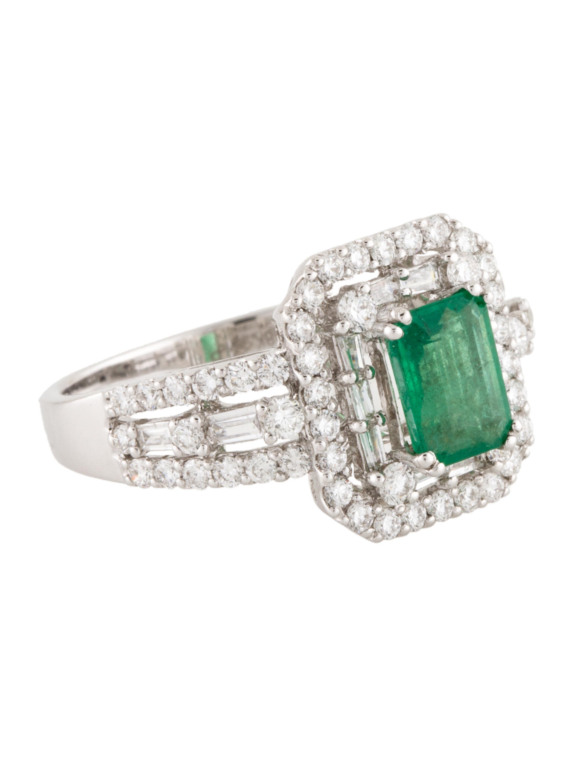 Ring 18K 1.15ctw Diamond & Emerald Cocktail Ring