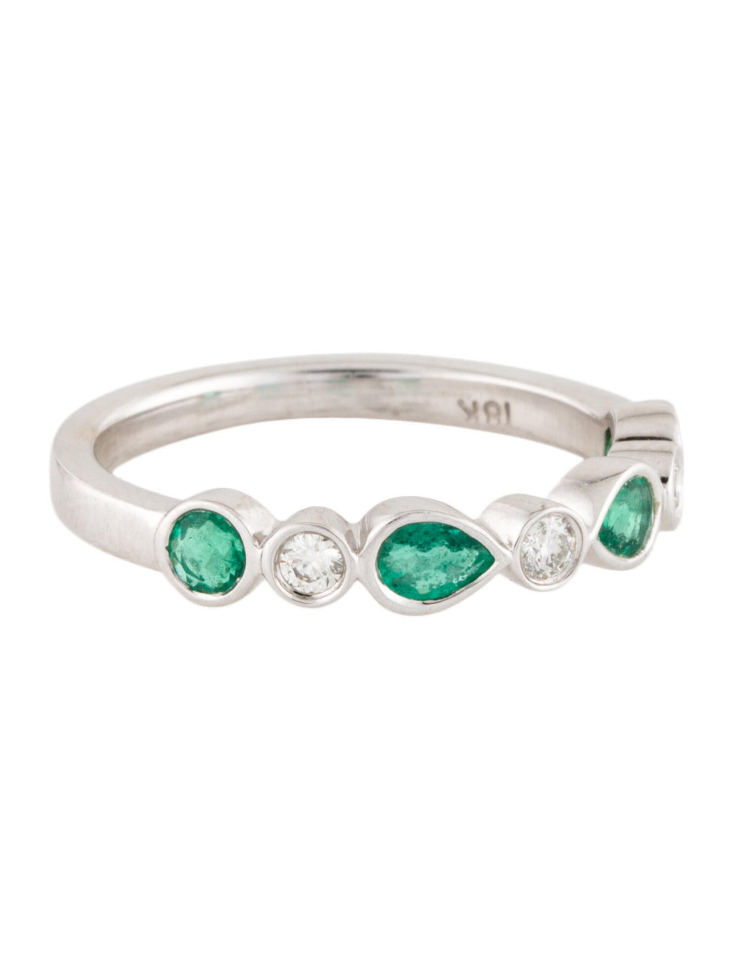 Ring 18K Emerald & Diamond Band Ring