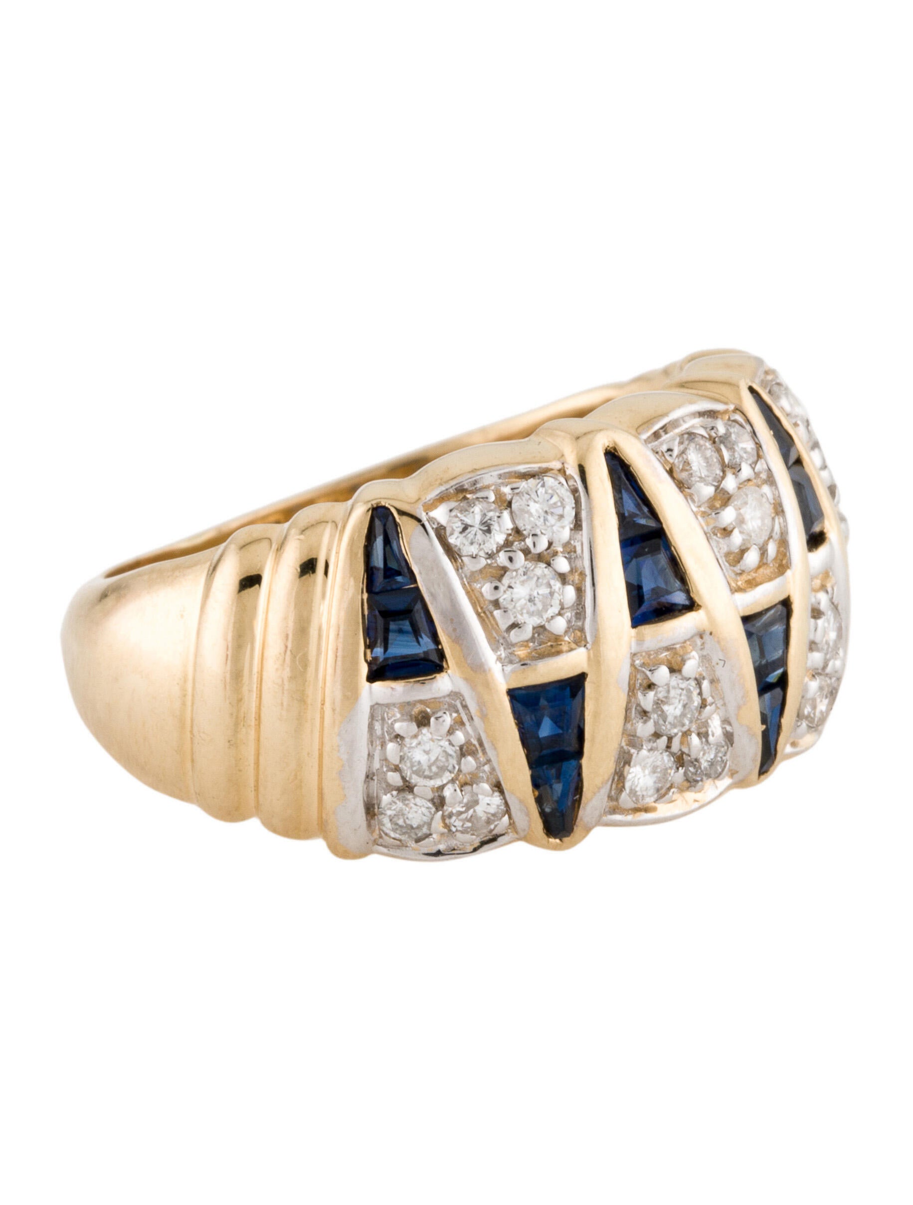 Ring 14K Diamond & Sapphire Band