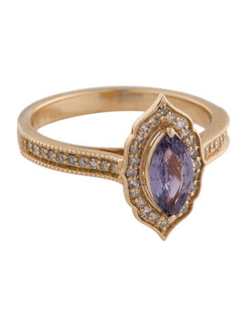 Ring Cocktail 14K Sapphire & Diamond 6.75