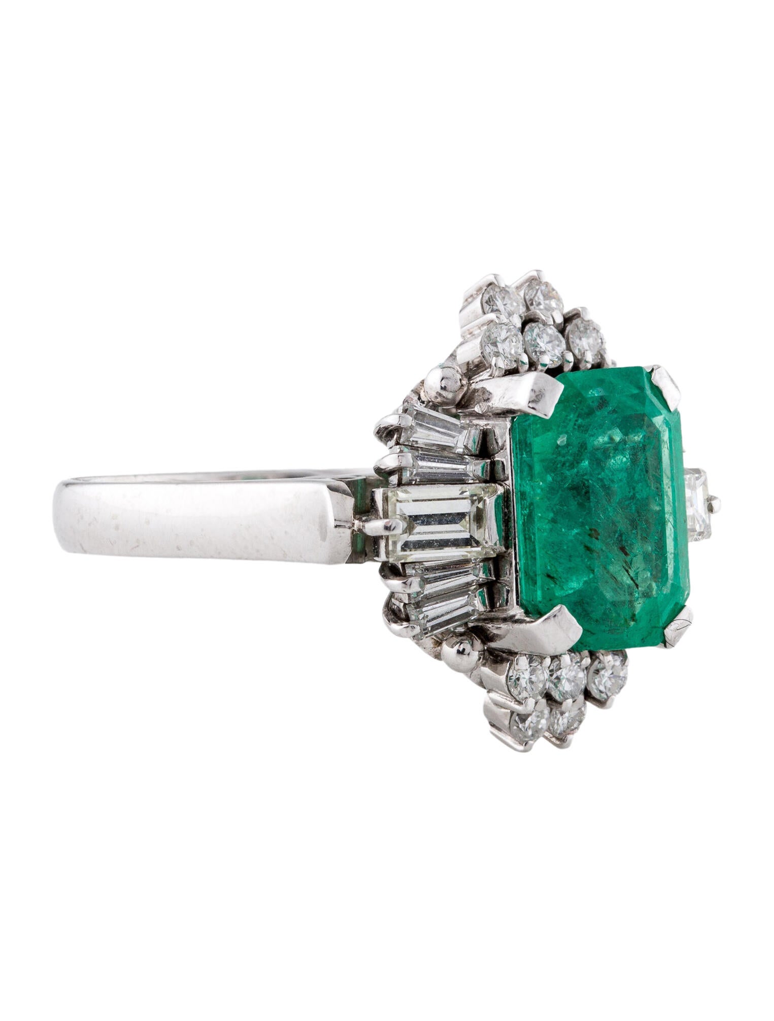 Ring Platinum 3.16ct Colombia Emerald & Diamond Cocktail Ring