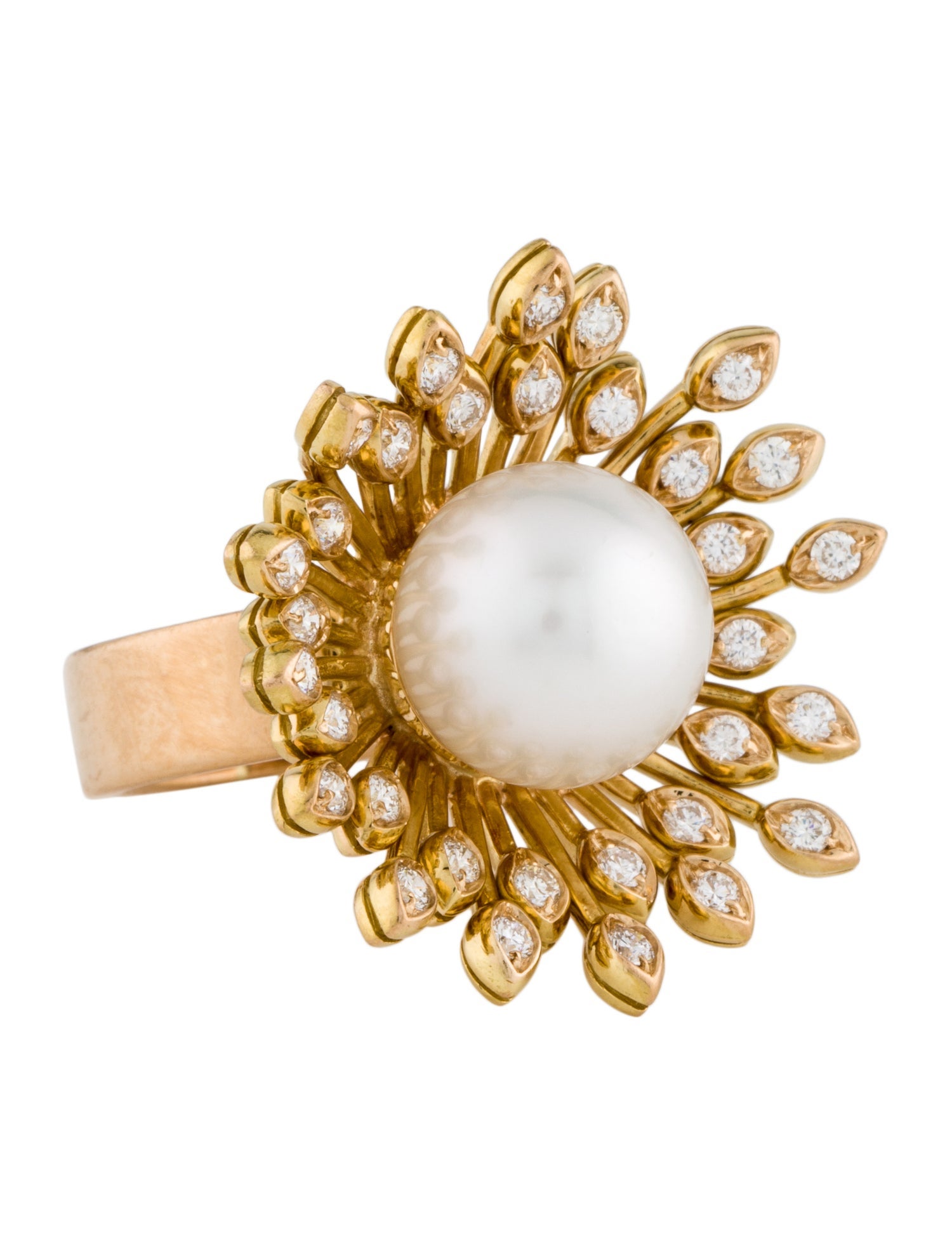 Ring 18K Diamond & Pearl Cocktail Ring
