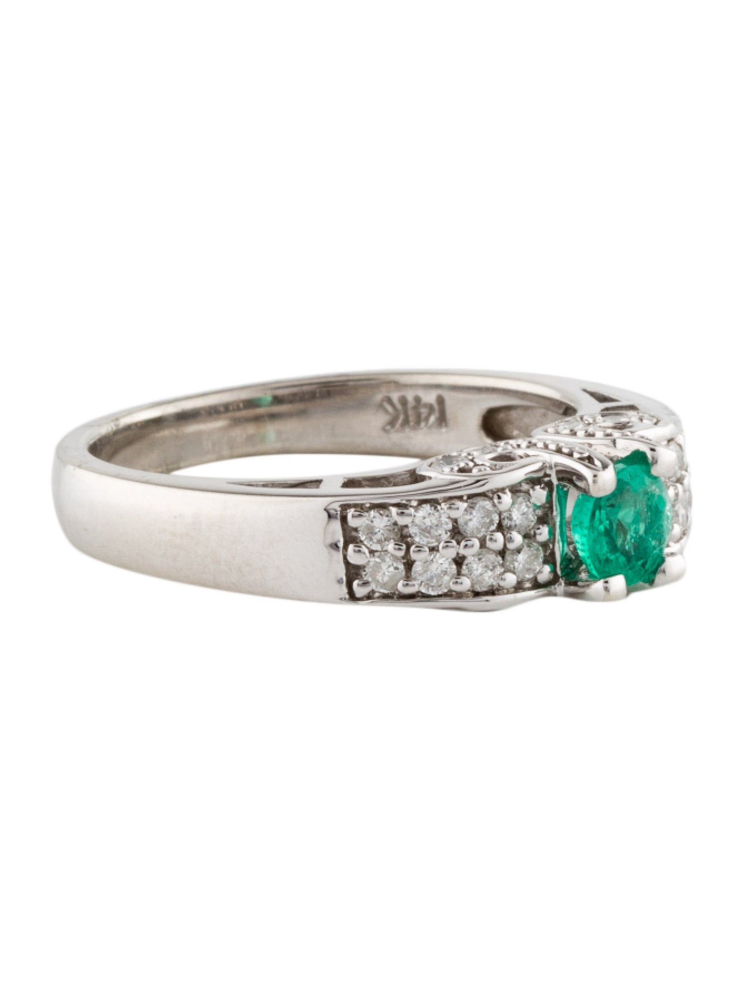 Ring 14K Emerald & Diamond Cocktail Ring