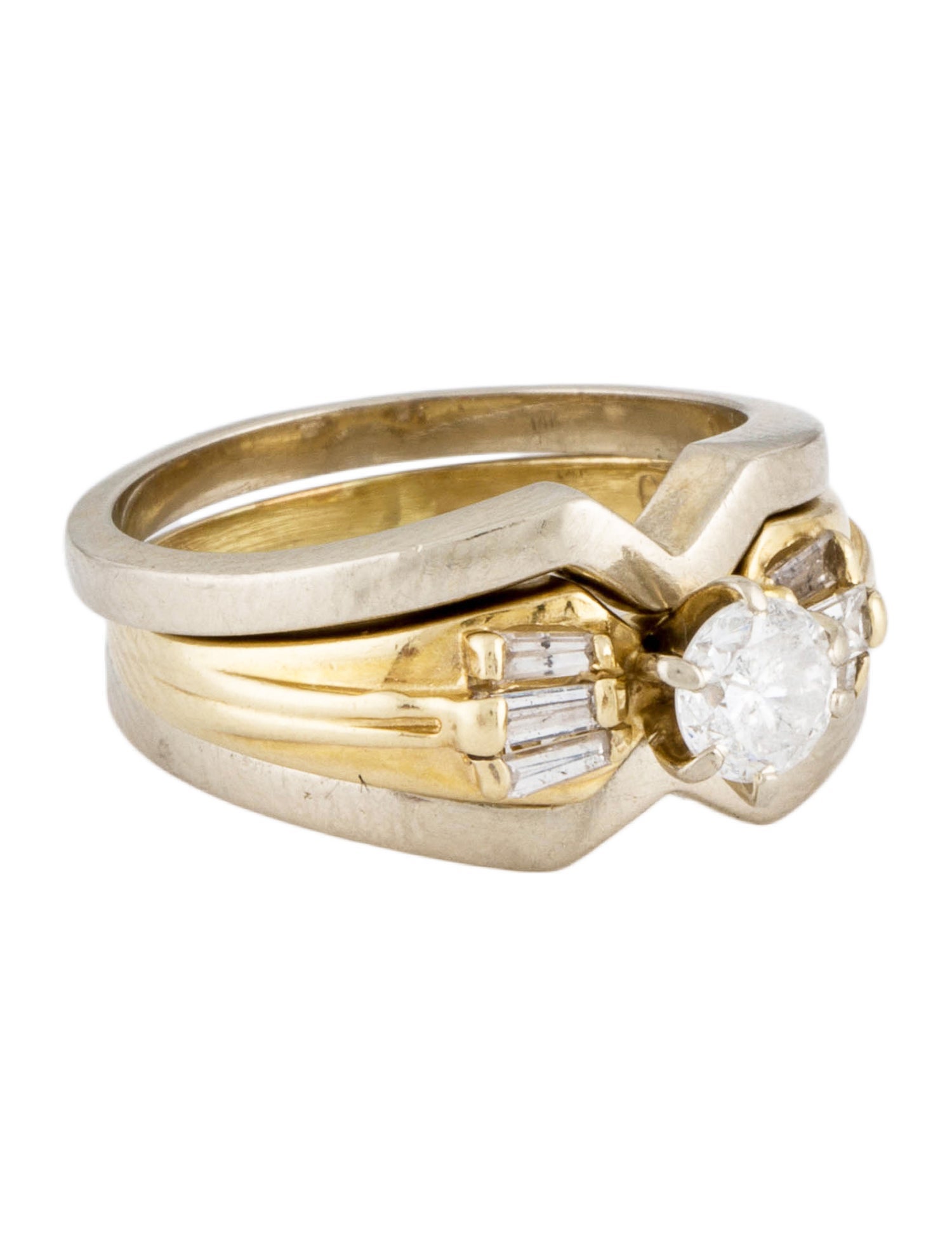 Ring 14K Diamond Wedding Band Set 14K Yellow Gold Wedding Set, Rings