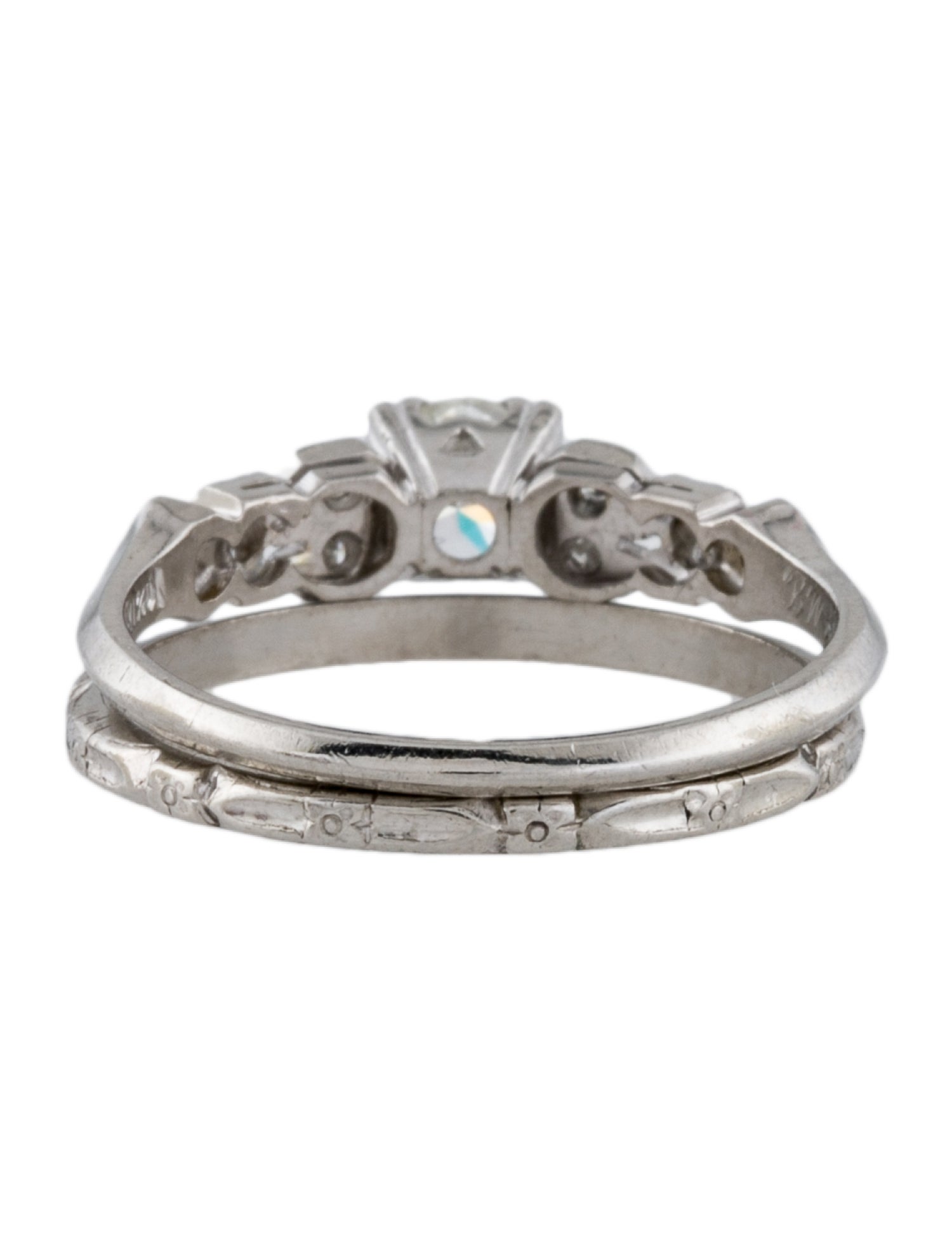 Ring Vintage Platinum Diamond Wedding Set