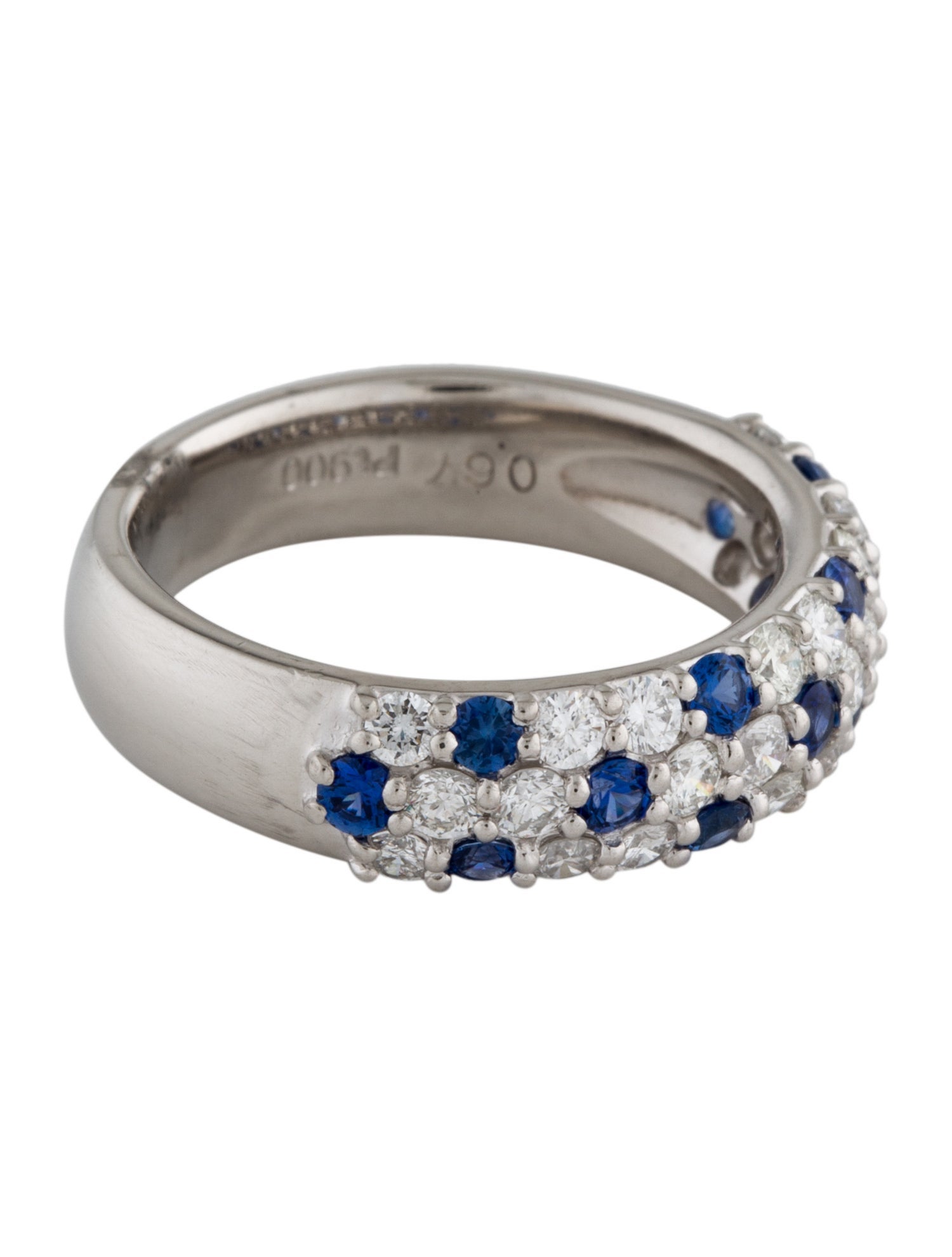 Ring Platinum Sapphire & Diamond Band 900 Platinum Band, Rings