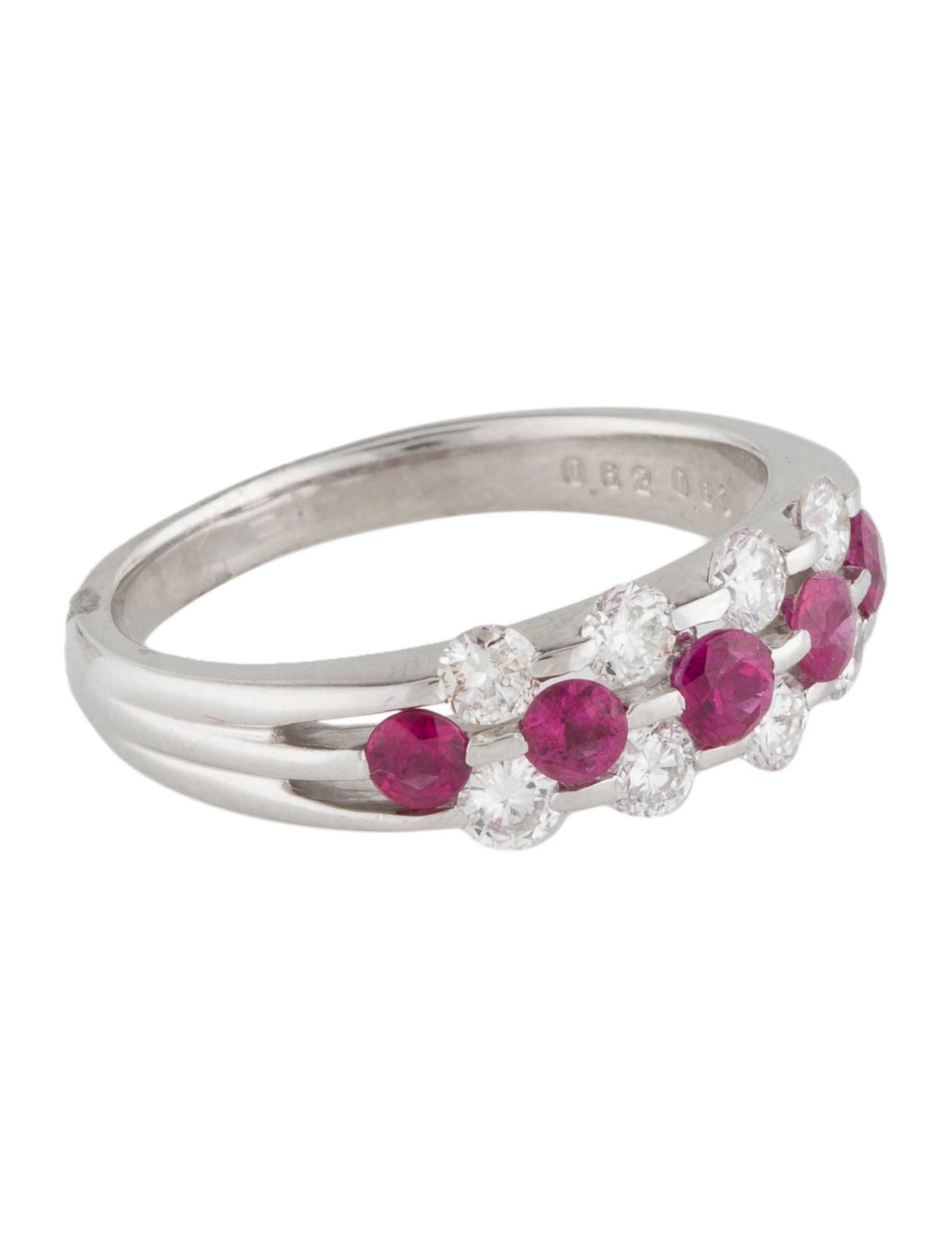 Ring Platinum Ruby & Diamond Band 900 Platinum Band, Rings