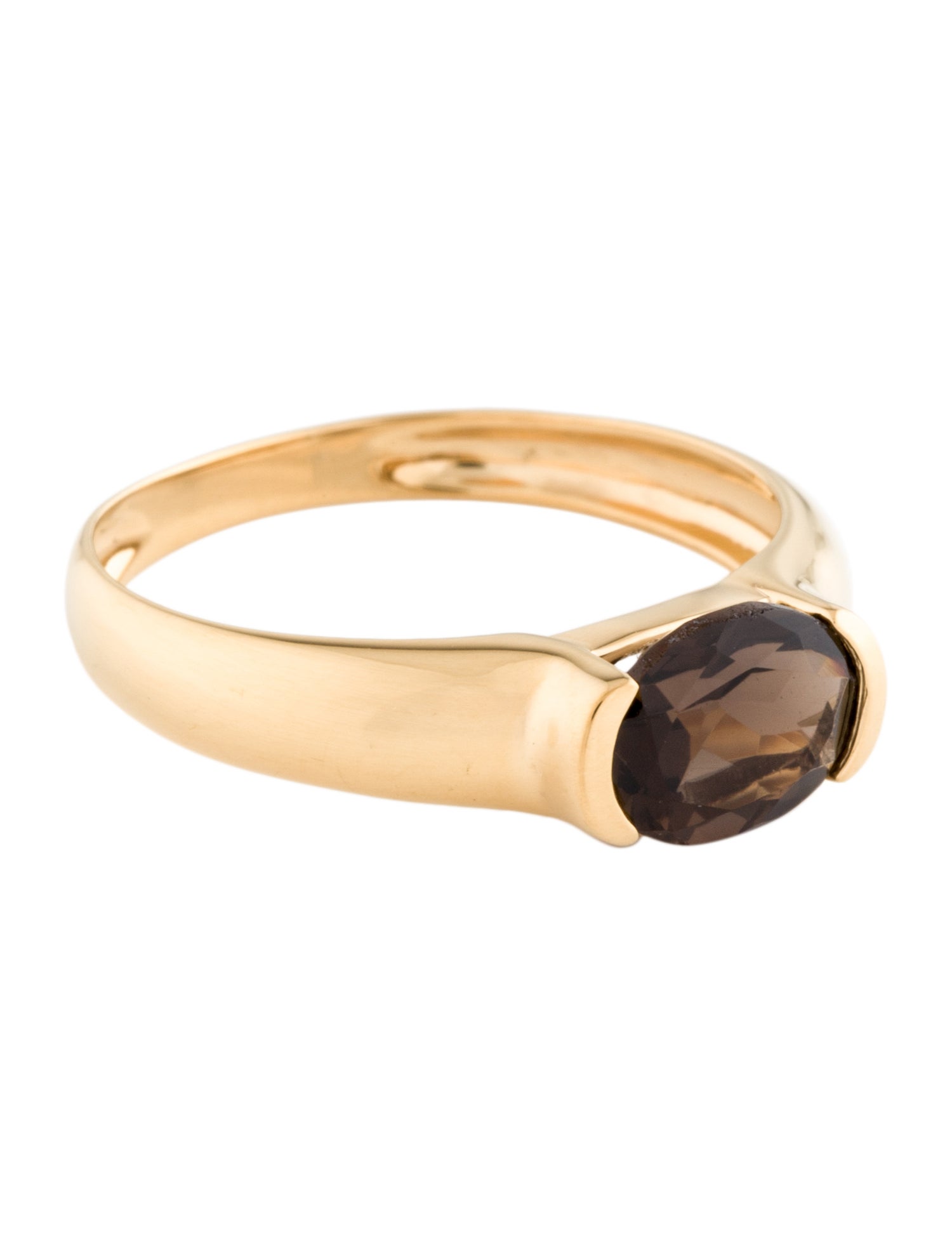 Ring 14K 1.08ct Smoky Quartz Solitaire Cocktail Ring