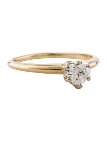 14K Heart Solitaire Diamond Ring
