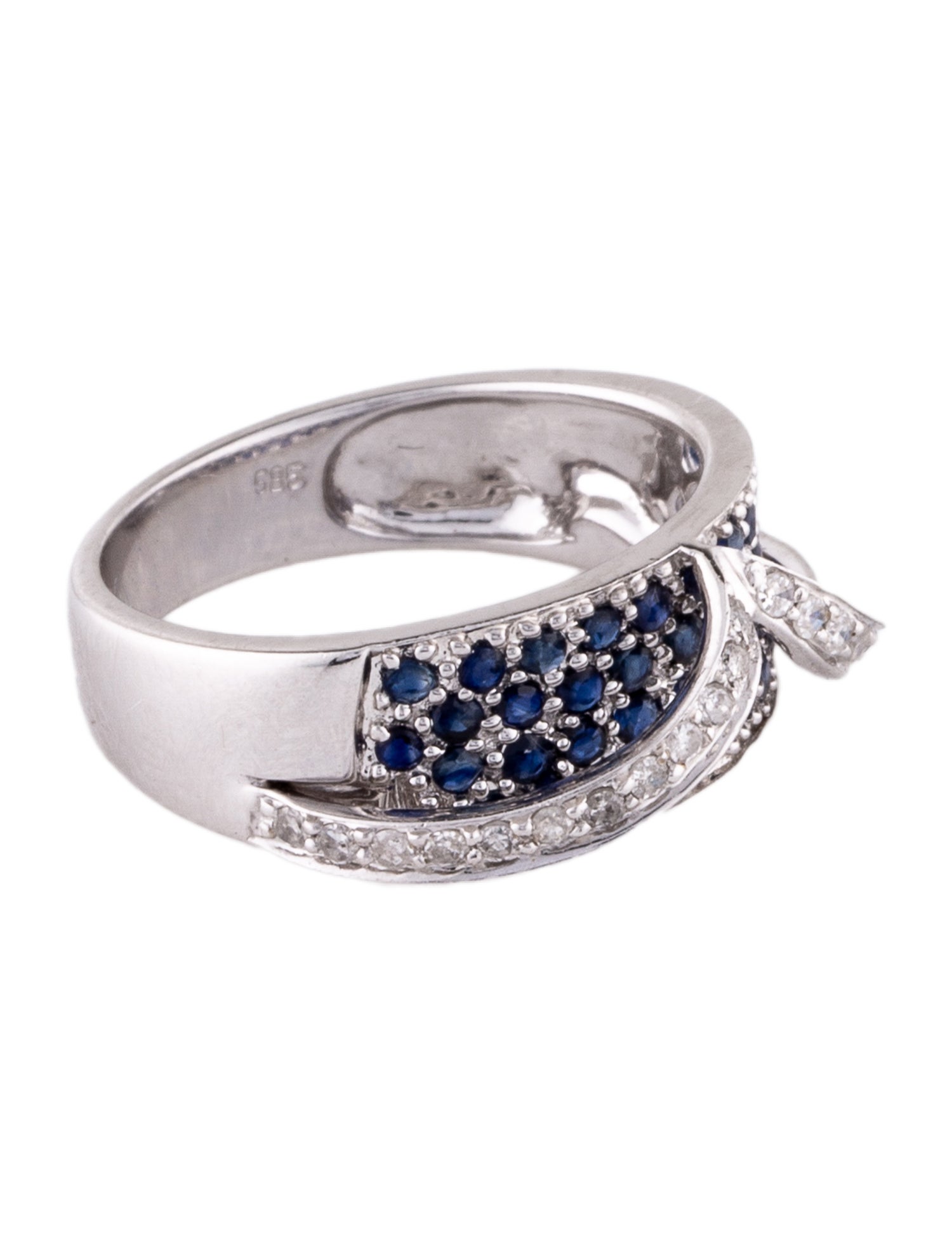 Ring 14K Sapphire & Diamond Overlap Band Ring