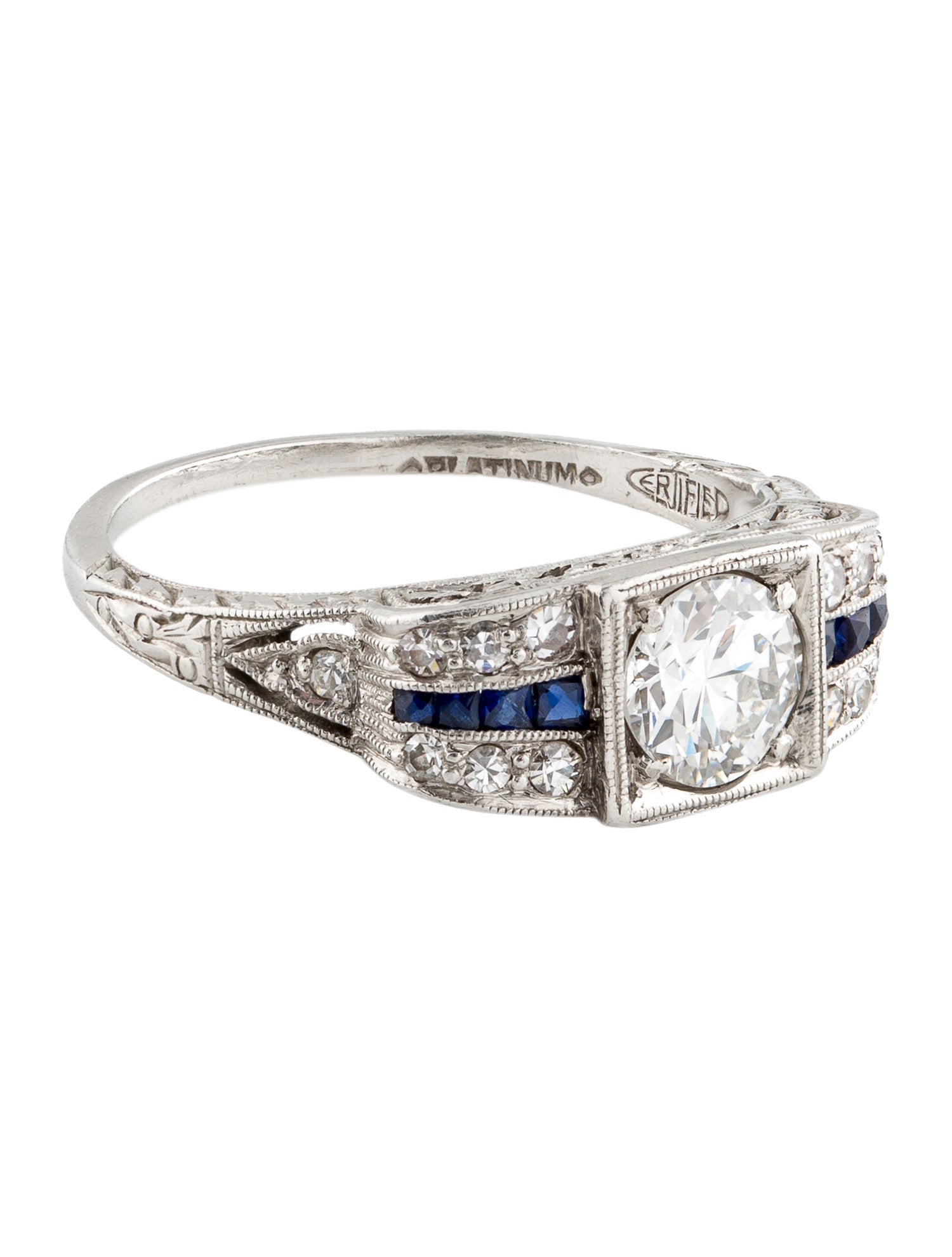 Ring Platinum Diamond & Synthetic Sapphire Cocktail