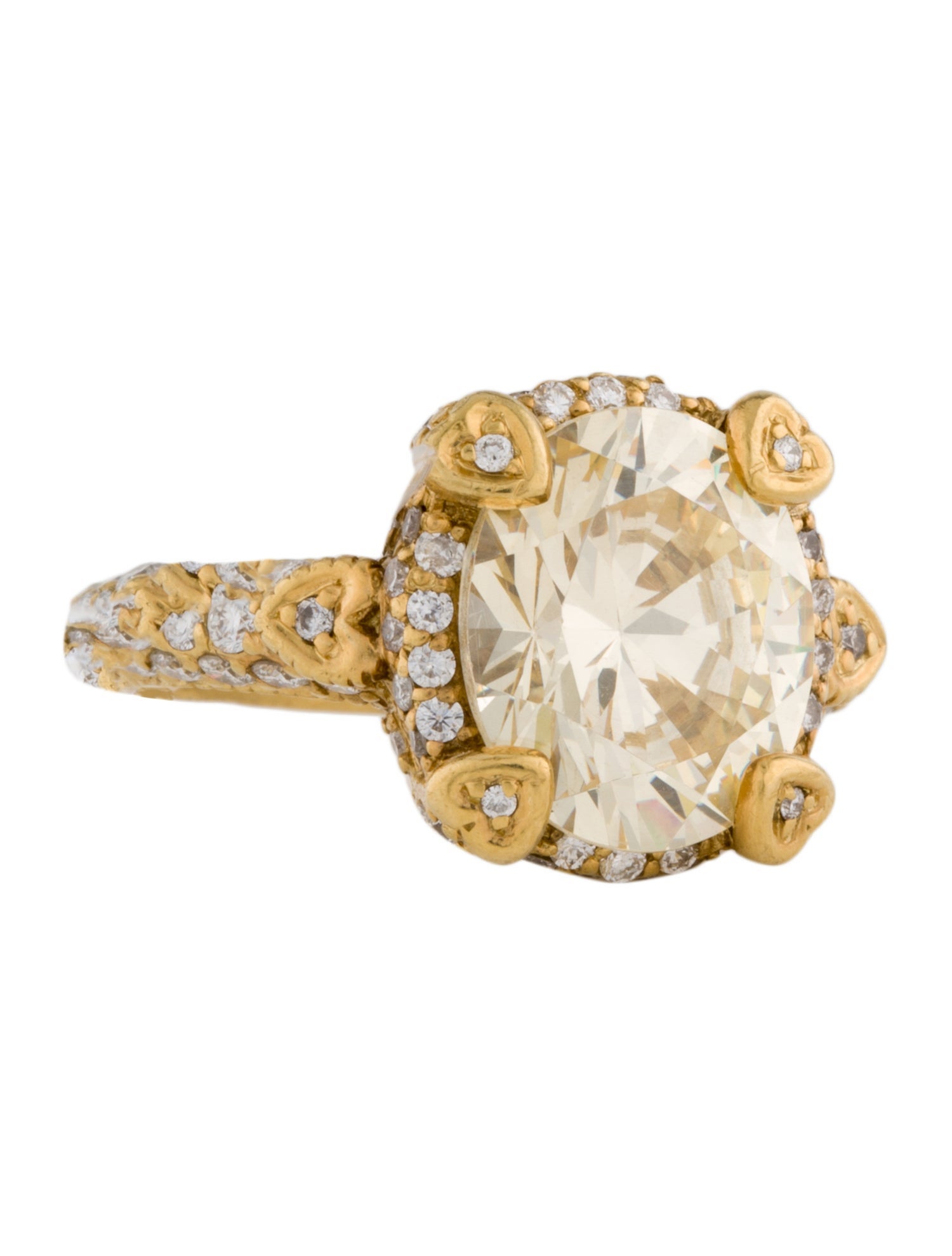 Judith Ripka 18K Cubic Zirconia & Diamond Cocktail Ring
