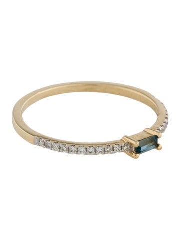 Ring Eternity Band 14K Topaz & Diamond 6.5