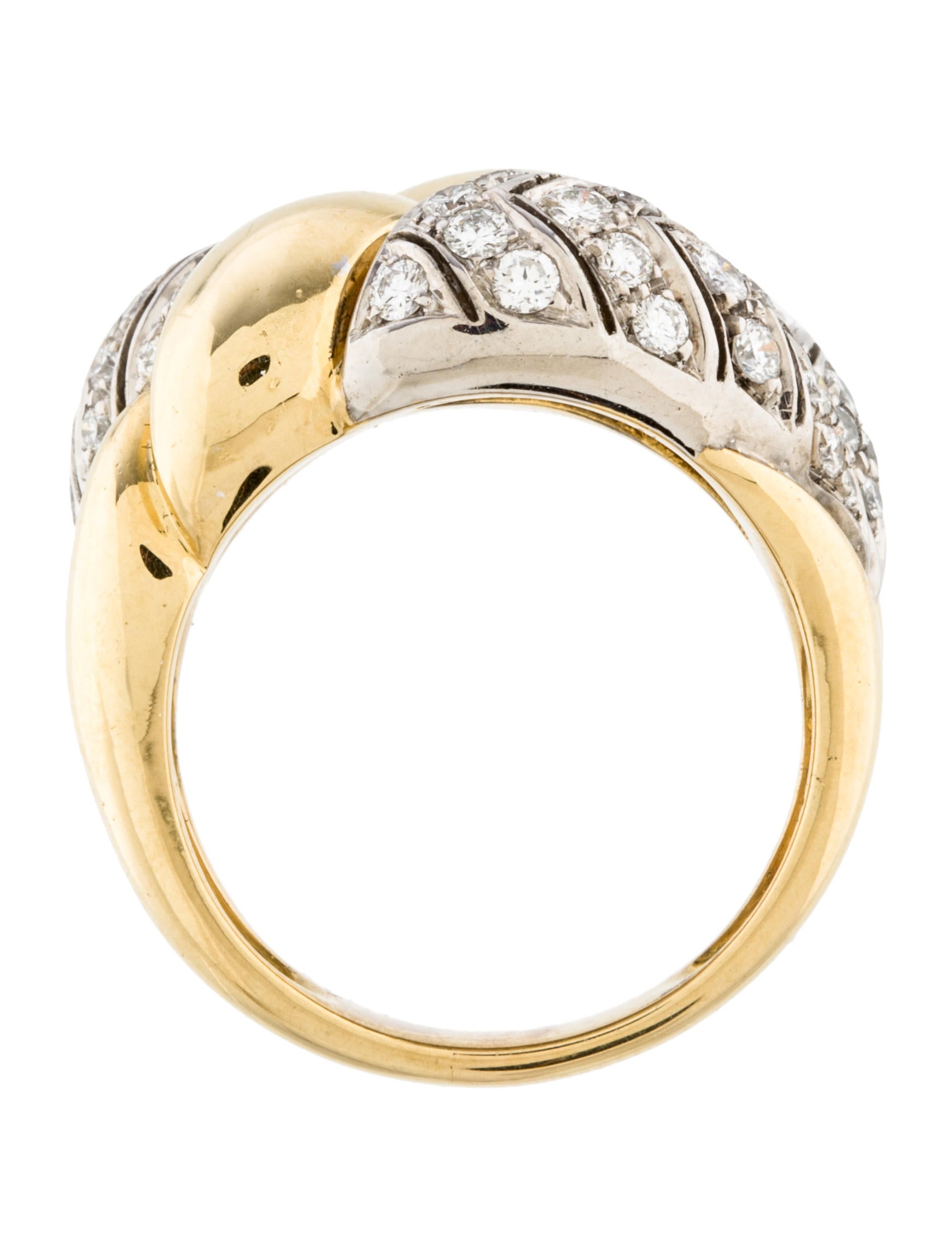 18K TwoTone Diamond Twist Ring Rings RRING26298 The RealReal