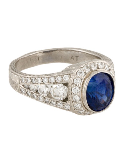 Ring Platinum 3.08 Blue Sapphire & Diamond Halo Ring