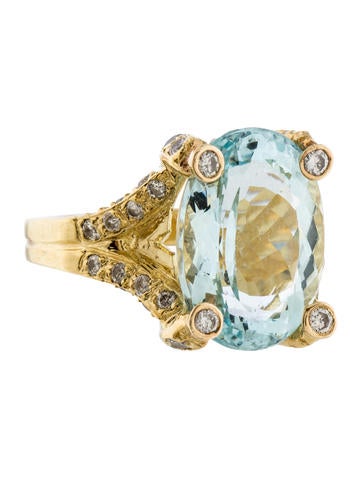 18K Aquamarine & Diamond Cocktail Ring