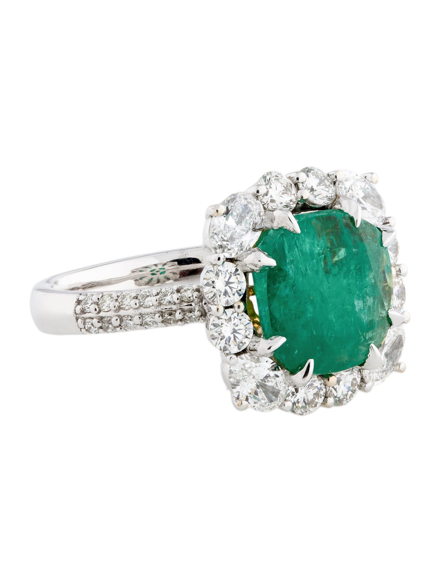 Ring 18K Emerald & Diamond Cocktail Ring