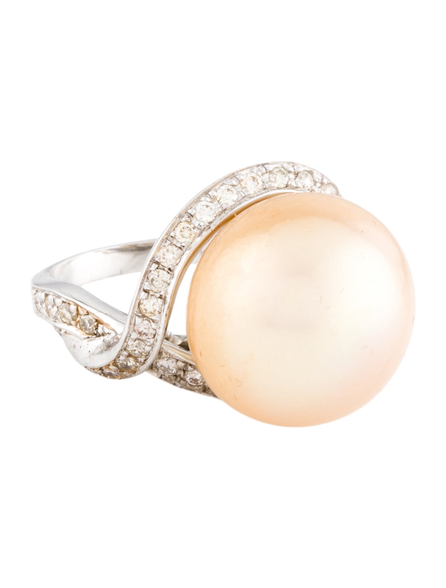 Ring 14K Pearl & Diamond Cocktail