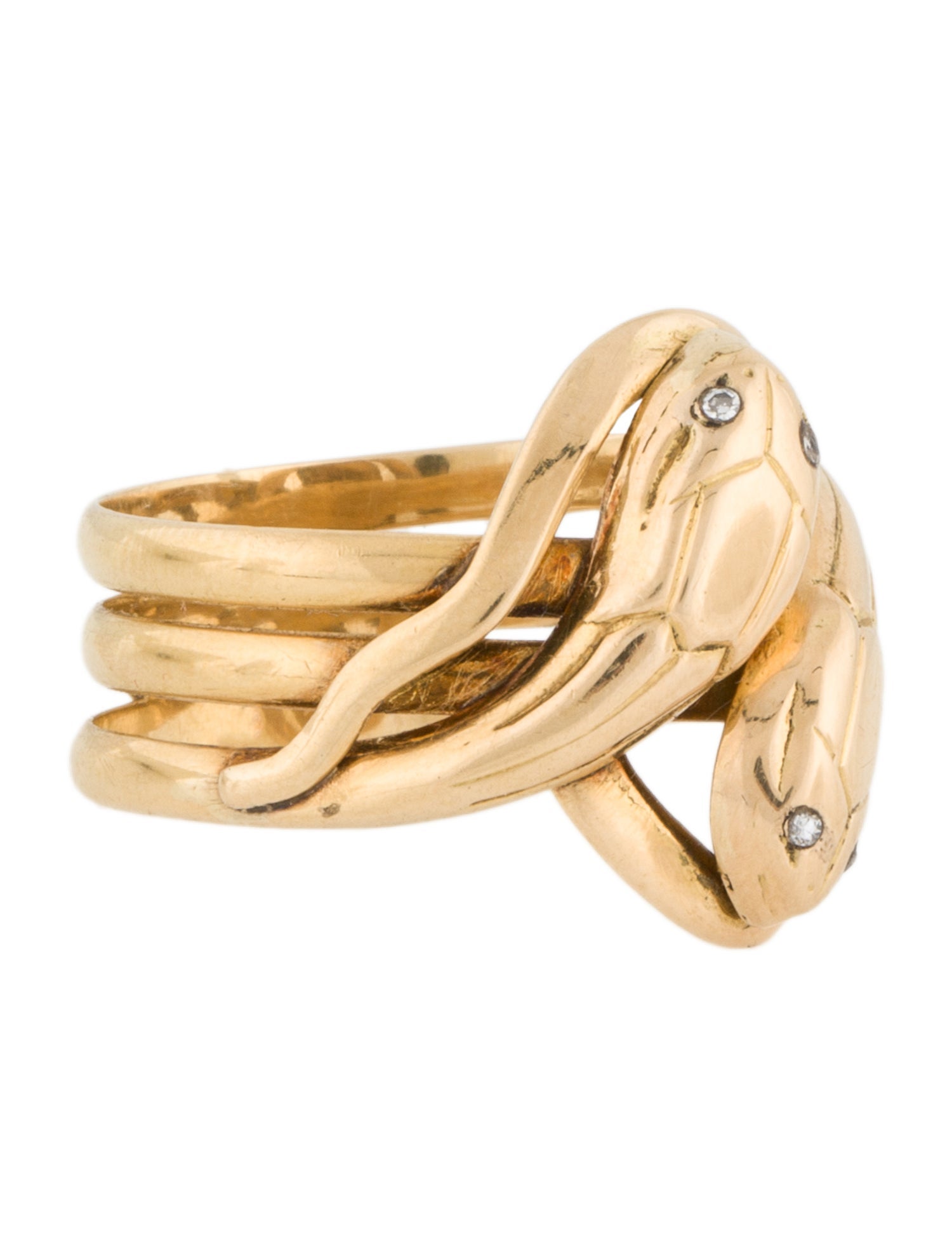 Ring 18K Diamond Twisted Snakes Band