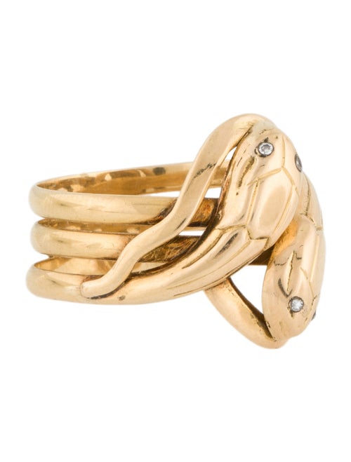 Ring 18K Diamond Twisted Snakes Band