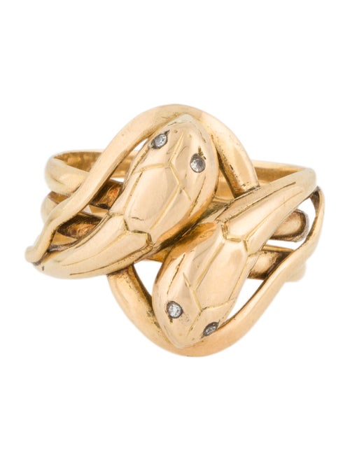 Ring 18K Diamond Twisted Snakes Band