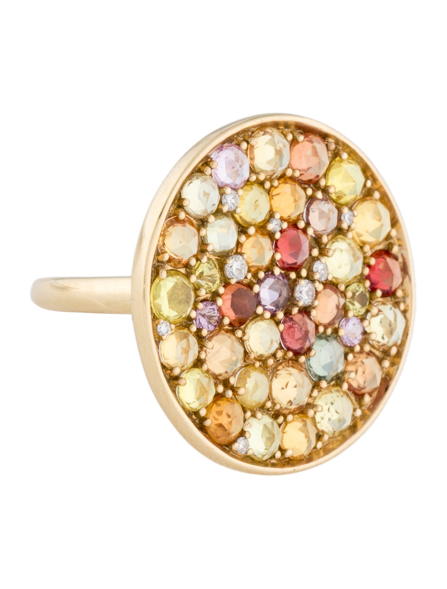 Ring 14K Multicolor Sapphire & Diamond Cocktail Ring