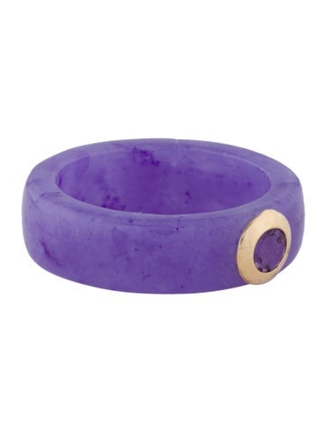 Ring Band 14K Amethyst & Dyed Jadeite 5.75