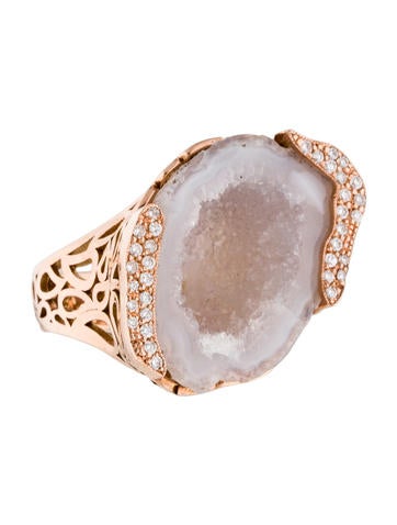 14K Druzy & Diamond Ring