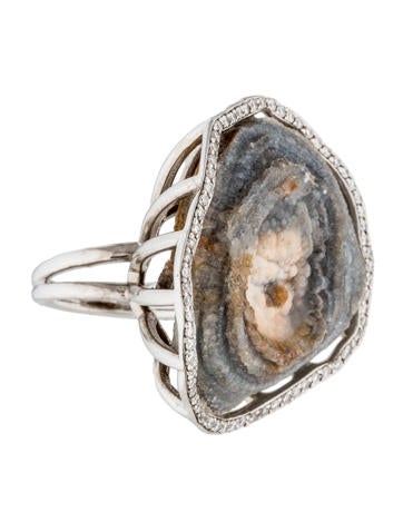 14K Druzy & Diamond Cocktail Ring