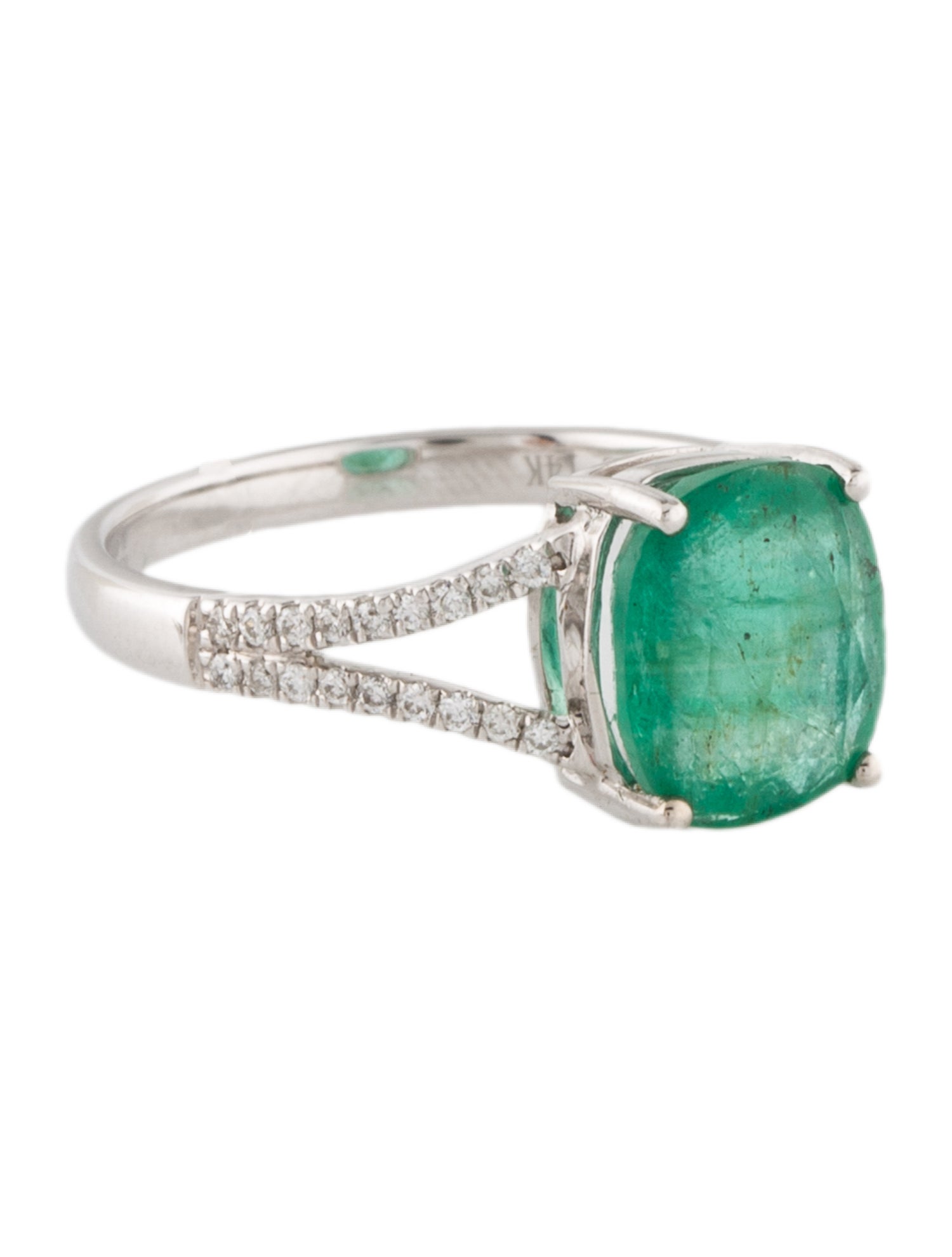 Ring 14K Emerald & Diamond Cocktail Ring