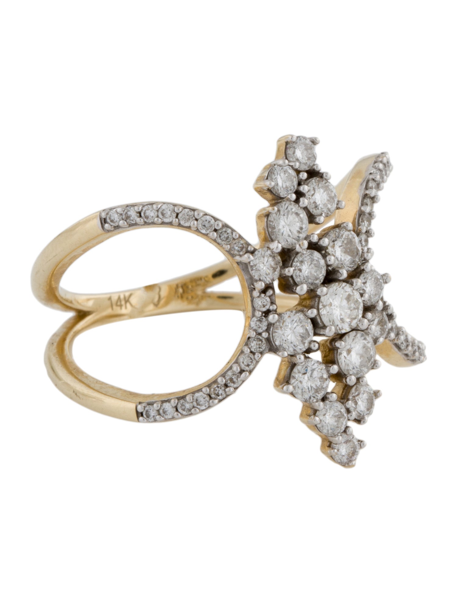 Ring 14K 1.02ctw Diamond Cluster Cocktail Ring