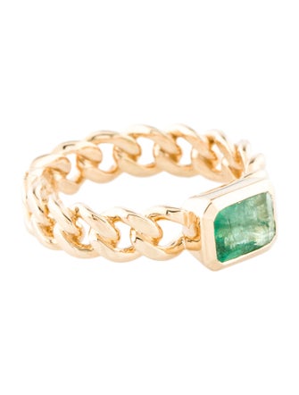 Ring 14K Emerald Cuban Link Cocktail Ring