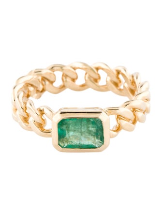 Ring 14K Emerald Cuban Link Cocktail Ring