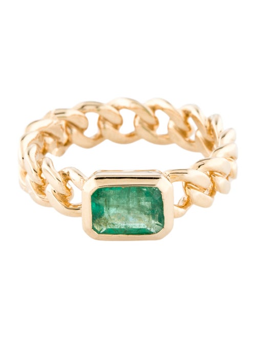 Ring 14K Emerald Cuban Link Cocktail Ring
