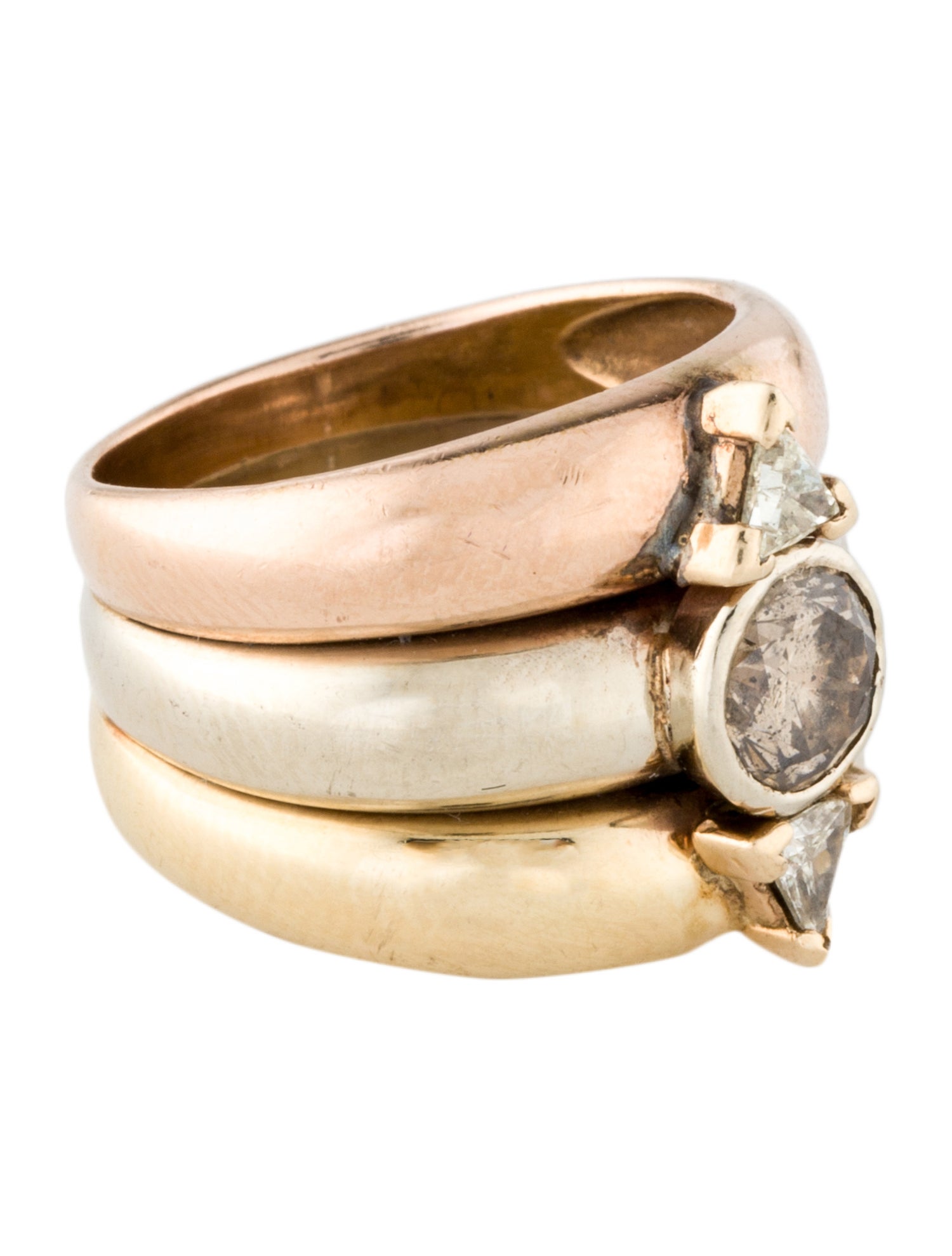 Ring 14K Diamond Tri-Tone Band