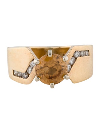 Ring 14K 1.52ct Zircon & Diamond Cocktail Ring