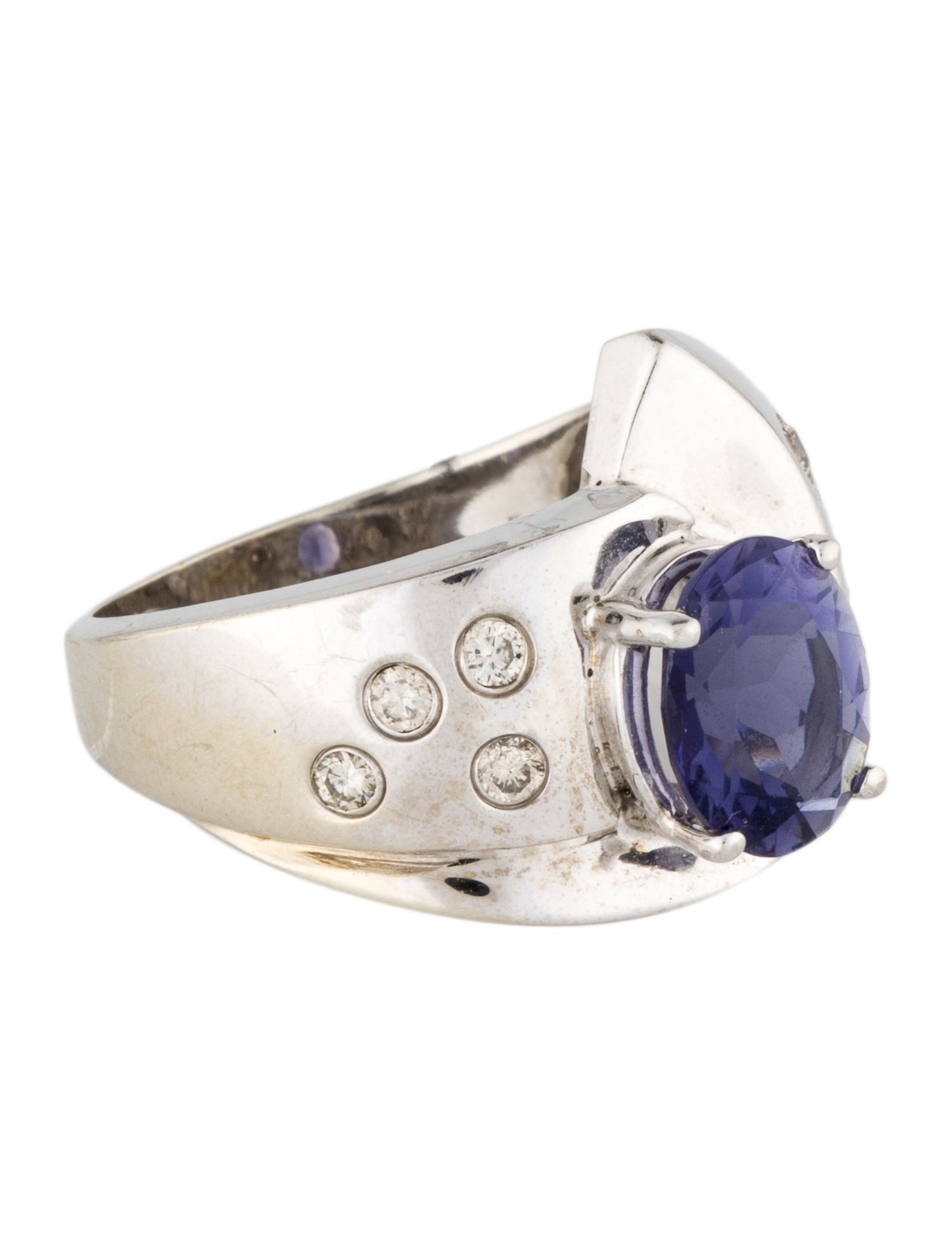 Ring 14K 1.56ct Iolite & Diamond Cocktail Ring