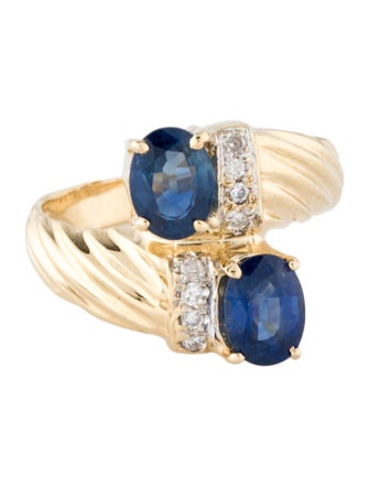 Ring 14K 1.55ctw Sapphire & Diamond Bypass Ring