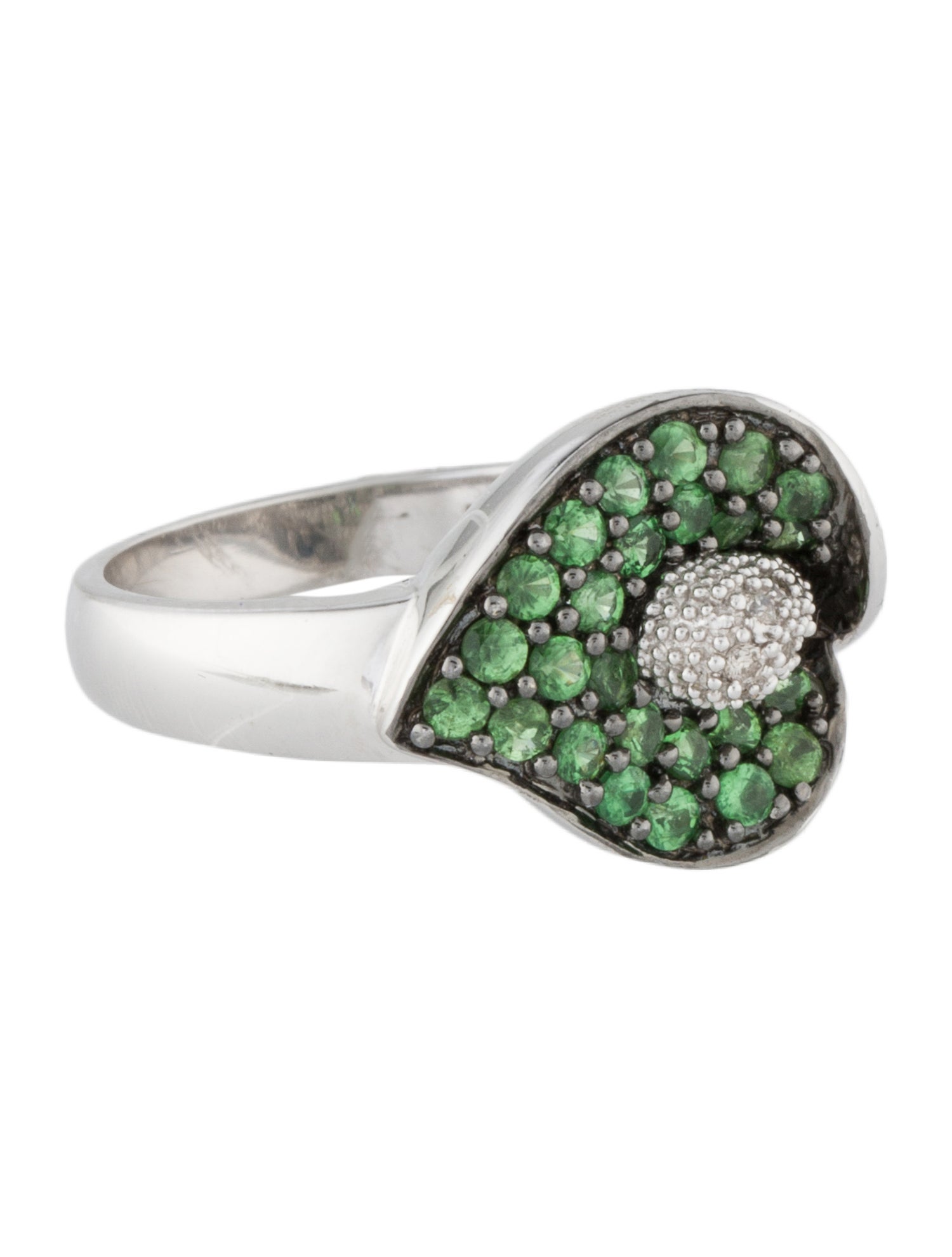 Ring 14K Tsavorite Garnet & Diamond Calla Lily Cocktail Ring