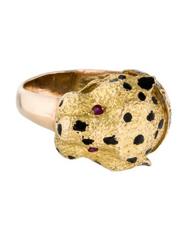 22K Diamond & Ruby Panther Ring