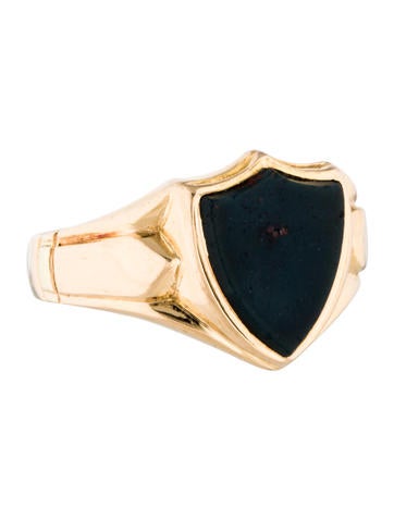 Antique 15K Bloodstone Shield Signet Ring