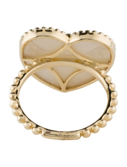Ring 14K Mother Of Pearl & Diamond Heart Cocktail Ring
