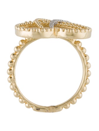 Ring 14K Mother Of Pearl & Diamond Heart Cocktail Ring