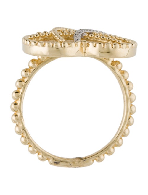 Ring 14K Mother Of Pearl & Diamond Heart Cocktail Ring