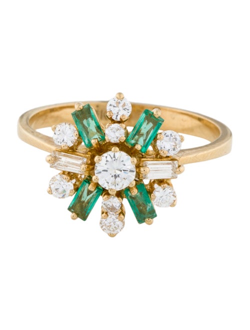 Ring 18K Diamond & Emerald Cocktail Ring