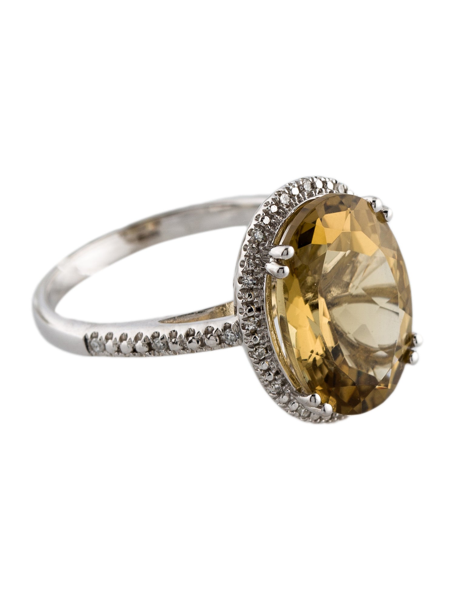 Ring 14K Citrine & Diamond Cocktail Ring