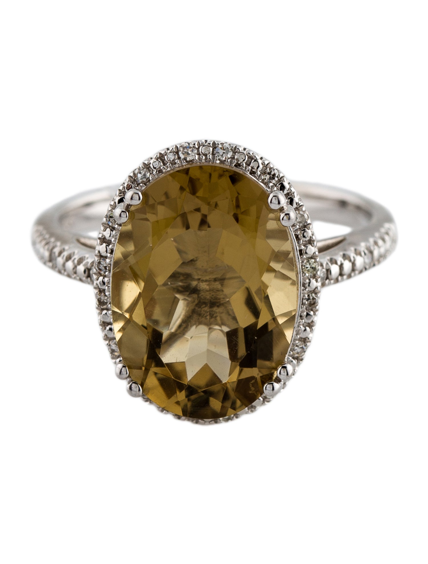 Ring 14K Citrine & Diamond Cocktail Ring